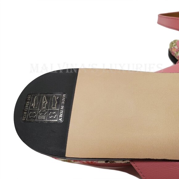 GUCCI SHOES DOUBLE G MARMONT LOGO LEATHER THONG FLORAL SOLE SANDAL sz 40 10 - Picture 14 of 16